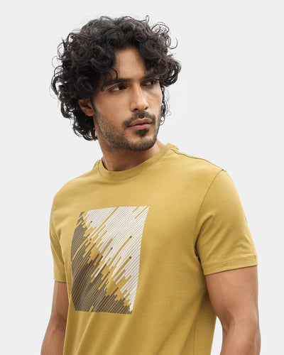 Copper Brown Crew Neck Printed T-Shirt - Megumi
