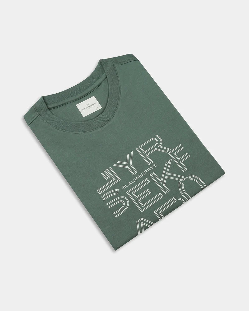 Forest Green Crew Neck Printed T-Shirt - Kamigata